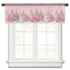 Tende Natale Rosa Albero di Natale Fiocco di neve Tenda per piccola finestra Tulle Tenda corta trasparente Camera da letto Decorazioni per la casa Tende in voile