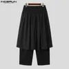 Men's Pants INCERUN 2024 American Style Trousers Layered Design Silhouette Pantalons Casual Solid All-match Loose Skirts S-5XL