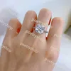 Band Rings 2024 Top Sell Luxury Jewelry Wedding Rings Handmade Real 100% 925 Sterling Silver Cushion Shape 10*10MM White Moissanite Diamond Gemstones Party