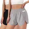 Damesshorts 2 PC's Dames Casual Onregelmatige bodems Zakken Fitness Effen Hoge taille Broek Hardlopen Losse sport