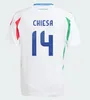 24 25 Italia Chiesa Soccer Jerseys 2024 Hem och bort Italien Raspadori Verratti Barella Shirt Totti Lorenzo Politano Special Miretti Football Uniform