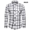 Vêtements pour hommes Blouse Bleu Dégradé Rayé Hommes Robe Chemise Tops Casual Business Plaid Imprimer Manches Longues Camisa Social Masculina 240313