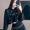 Vestes pour femmes Crop Ruffled Automne Chic Office Lady Open Stitch Élégant Streetwear Vintage Temper Ins Manteaux à la mode Sweet Daily