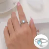 Klusterringar 925 Sterling Silver Moon Stone Geometric Ring for Woman Girl Zircon Water Drop Design Jewelry Party Gift