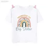 T-shirts befordrade till Big Sister Rainbow Printed Baby-tillkännagivande T-shirt Girls T-shirt Barn Toppar Toddler Tshirt Summer Clothes Tee LDD240314