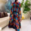 Vêtements ethniques Big Taille Femmes Deux Pièces Ensemble Assorti 2024 Arrivée Costume Africain Sexy Imprimé Châle Sans Manches Haut Large Jambe Lâche 2