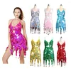 Stage Wear Wholesale Women Sexy Fringe Sequin Bodycon Club Dress Latin Dance Sparkle Tassel For Party Ballroom