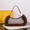 Designer OLock hochwertige Wolle-Fuchspelz-Handtaschen, luxuriöse Damenmode-Handtaschen, Logo Thousand Bird Grid, große Kapazität, klassische Retro-Unterarmtaschen