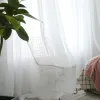 Tende Voile rosa ricamato Tende bianche trasparenti per camera da letto Festa di matrimonio Festival Decorativo Garza Filato Tenda per finestra francese