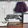 Nouvelle robe de princesse pour filles, survêtements avec lettres de diamant colorées, vêtements pour bébés, taille 110-160 CM, t-shirt et jupe en dentelle pour enfants, 24 mars