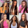 Hermosa 13x4/13x6 Chocolate Brown Brazilian Straight Lace Frontal Wigs Hd Transparent Lace PrePlucked Colored Human Hair Wigs 240312