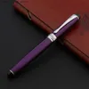 Fountain Pens Fountain Pennen Nieuwe X750 Metalen Fountain Pen Purple Silver Elegante Signature Bending Calligraphy Stationery Office School Serprogramma's Q240314