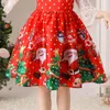 Mädchen Kleider 2 stücke Geschenk Weihnachten Kleid Für Mädchen Party Kostüm Kinder Gedruckt Santa Claus Weihnachten Spitze Hülse Kinder Prinzessin kleidung