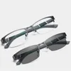 Óculos de sol na moda unisex pochromic miopia óculos metal negócio quadrado óculos para homens mulheres inteligente curto míope acabado