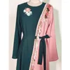 민족 의류 무슬림 여성 Kaftan Long Dress Flower Tassel Patchwork Maxi Robe Gown Dubai Arabic Party 저녁 Abaya Middle East