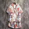 Projektant garnitur swobodne hawajskie koszule szorty letnie modne krótkie rękawy pop Pop Street Seaside Pary