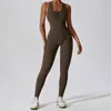 Aktiva uppsättningar Backless Jumpsuit Yoga Set för kvinnor Sports overaller Sexiga träningskläder mjuka ett stycke fitness bodysuit gym sportkläder kvinnlig
