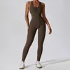 Aktive Sets Rückenfreier Overall Yoga-Set für Frauen Sportoverall Sexy Trainingskleidung Weiches einteiliges Fitness-Bodysuit Gym Sportbekleidung weiblich