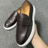 Casual Shoes Men's Vulcanize Black Brown Pu Sneakers Slip-on Handmade Business Mens Zapatos Para Hombre