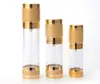 15 30ml Altın Kozmetik Havasız Pompa Şişesi Taşınabilir Dolunabilir Pompa Dispenser Şişe Losyon Havasız Kozmetik Konteyner 8465553