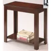 Contemporary Chairside with Open Bottom Shelf 1pc Side Brown Finish Flat Table Top Solid Wood Wooden