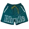 디자이너 Rhude Shorts Mens Short Beach Short Swim Shough Shouth Men Lulu Shorts Mesh Street Sweatpants 수영 무릎 길이 힙합 높은 스포츠 훈련 탄성 허리