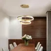 Pendelleuchten Postmoderner minimalistischer nordischer Ring-LED-Esszimmer-Kronleuchter Schlafzimmer kreative Persönlichkeit rundes Aluminium-Wohnzimmer