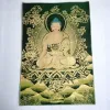 Tillbehör 36 "Tibet Tibetan broderad tyg Silk Buddhism Sakyamuni Buddha Tangka Målande Mural Meditation Wall Hanging Home Decor
