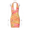 Wind Women's Summer New Product Print Sexy z tyłu wisząca szyja szczupła fit owinięta biodra sukienka