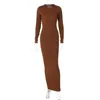 Wind Women's Hiver Fashion Stripe Solid Fit Round Nou Long Manneve Robe