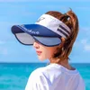 Sombreros de sol de verano para mujeres Protección femenina Vacaciones Playa Cap Sombrero de cubo al aire libre Retráctil Ala larga Tapa vacía 240309