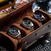 3-slot Watch Roll Travel Box Portable Vintage Leather Watch Display Box Storage Box Mens Watch Organizer Gift 240314