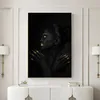 Póster de mujer de oro negro, pinturas en lienzo, imágenes artísticas de pared para sala de estar, decoración moderna del hogar, carteles e impresiones sin marco 181d