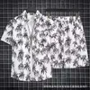 Designer Suit Summer Mens New Thin Loose Hawaiian Floral Print Beach Short Sleeved Set Trend 4kjc