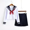 White Schoolgirl Uniform Japanese Class Navy Sailor School Uniforms Studenter Kläder för flickor Anime Cos JK Suit 240301