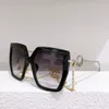 Óculos de sol designer de luxo 0410s mulheres clássico moda compras grande caixa óculos com corrente de metal lente anti-ultravioleta