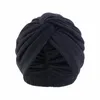 Etniska kläder Kvinnor Twist Knot Turban Elastic Chemo Cap Muslim Hijab Beanie Bonnet Stretch Hair Loss Cover Huvud halsduk Wrap Headwear Plain Plain