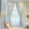 Curtain 1 Panel 130cm Width Luxury European With Valance For Living Room Bedroom Double Layer Embroidered Darkening