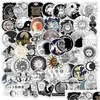 Car Stickers 50Pcs/Lot Retro Greek Mythology Triple Moon Goddess Sun Iti Sticker For Diy Lage Laptop Skateboard Motorcycle Bicycle Dro Otahf