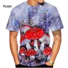 Мужские футболки 2024, женские/мужские повседневные футболки с короткими рукавами и 3D принтом грибов, дышащие, мягкие и удобные