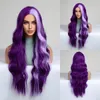 OneNonly longue perruque violette perruques synthétiques pour femmes vague Cosplay fête Halloween perruque cheveux de haute qualité 240305