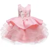 Flower Girl Dress for Girls Tutu Barnkläder Elegent Hand Organza Dresses Children Princess Party Custumer 240309