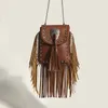 Shoulder Bags Bohemian Skull Rivet Chain Fringe Tassel Fashion Vintage Women Girl Punk Women's Handbags Purses Small