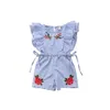 Strampler Kleinkind Kinder Baby Mädchen Blumenstreifen Rüschen Strampler Overall Outfits Kleidung 230525 Drop Lieferung DHE7B