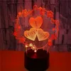 طاولة مصابيح 1pc الحب القلب 3D ليلا الضوء مع التحكم عن بُعد اللمسات 16 اللون المتغير RGB الأضواء المحيطة لغرفة نوم غرفة ألعاب DCOR هدية عيد ميلاد لـ GI