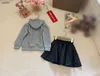 Fashion Princess dress Logo printing girls tracksuits baby clothes Size 100-150 CM kids Long sleeved hoodie and PU leather skirt 24Mar