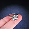 Mozan Elmas Yüzük Düğün Teklifi Sterling Gümüş Yüzük Altı Claw Mosan Diamond Ring Kadın Petal Moda Kadın