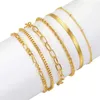 Bangle clássico cobra cadeia pulseiras conjunto para mulheres tendência banhado a ouro aço inoxidável cubana corrente pulseira na moda mulher presentes jóiasl2403