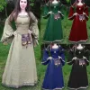 Shirts Medieval Gothic Cosplay Costumes for Women Halloween Carnival Party Performance Long Sleeve Middle Ages Renaissance Dresses