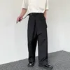 남성용 정장 Syuhgfa Wear 2024 Spring Irregular Design Solic Color Slim Casual Suit Pants for Men All-Match Simple Skirt 바지